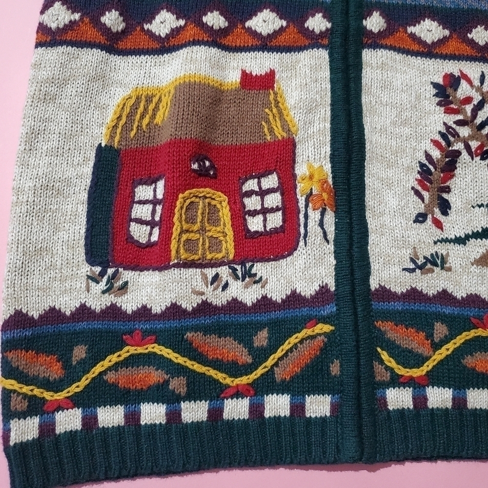 Vintage 1980s 80s Cottagecore Fall Forest Cottage Tree Leaves Gina Peters Vest - Picture 3 of 6